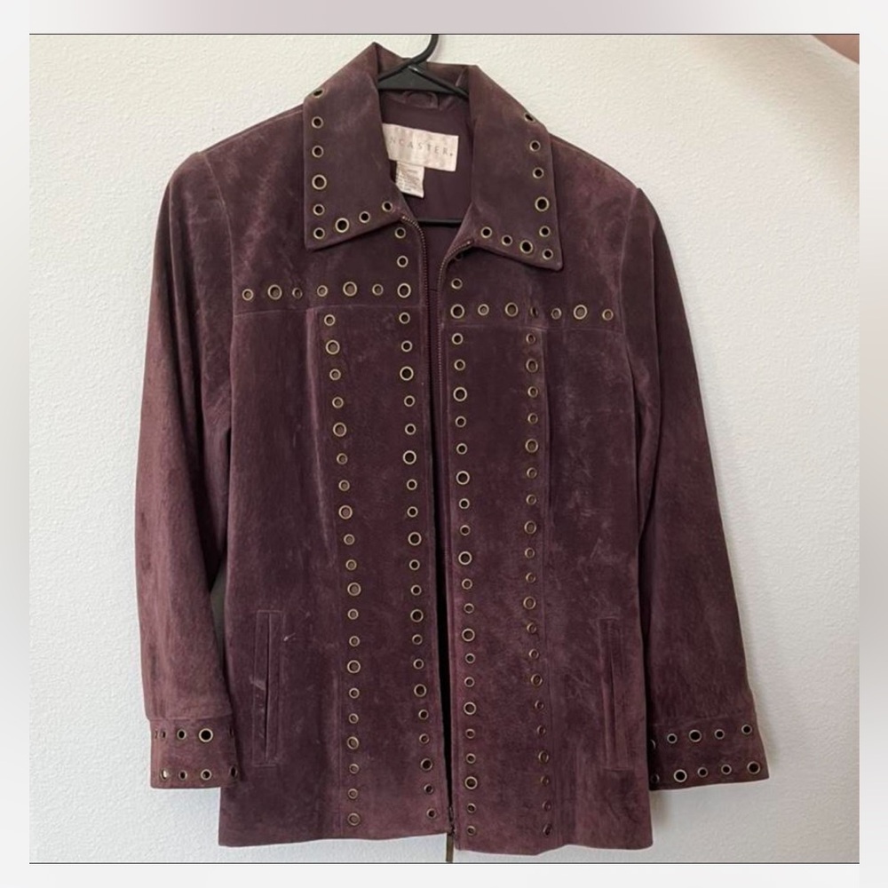 Vintage Don Caster Purple Leather Jacket Suede Feel